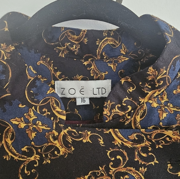 Vintage Black, Navy and Gold Zoe Ltd. Front-Cropped Blazer with Aubergine Lining - Picture 7 of 7